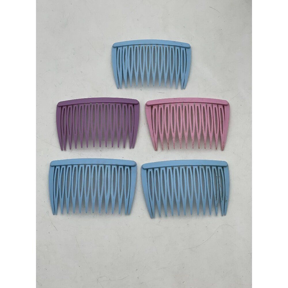 Goody Vintage Plastic Hair Combs Lot of 5 Blue Pink Purple